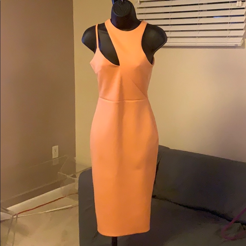 ASOS Scuba cut out neck asymmetric dress